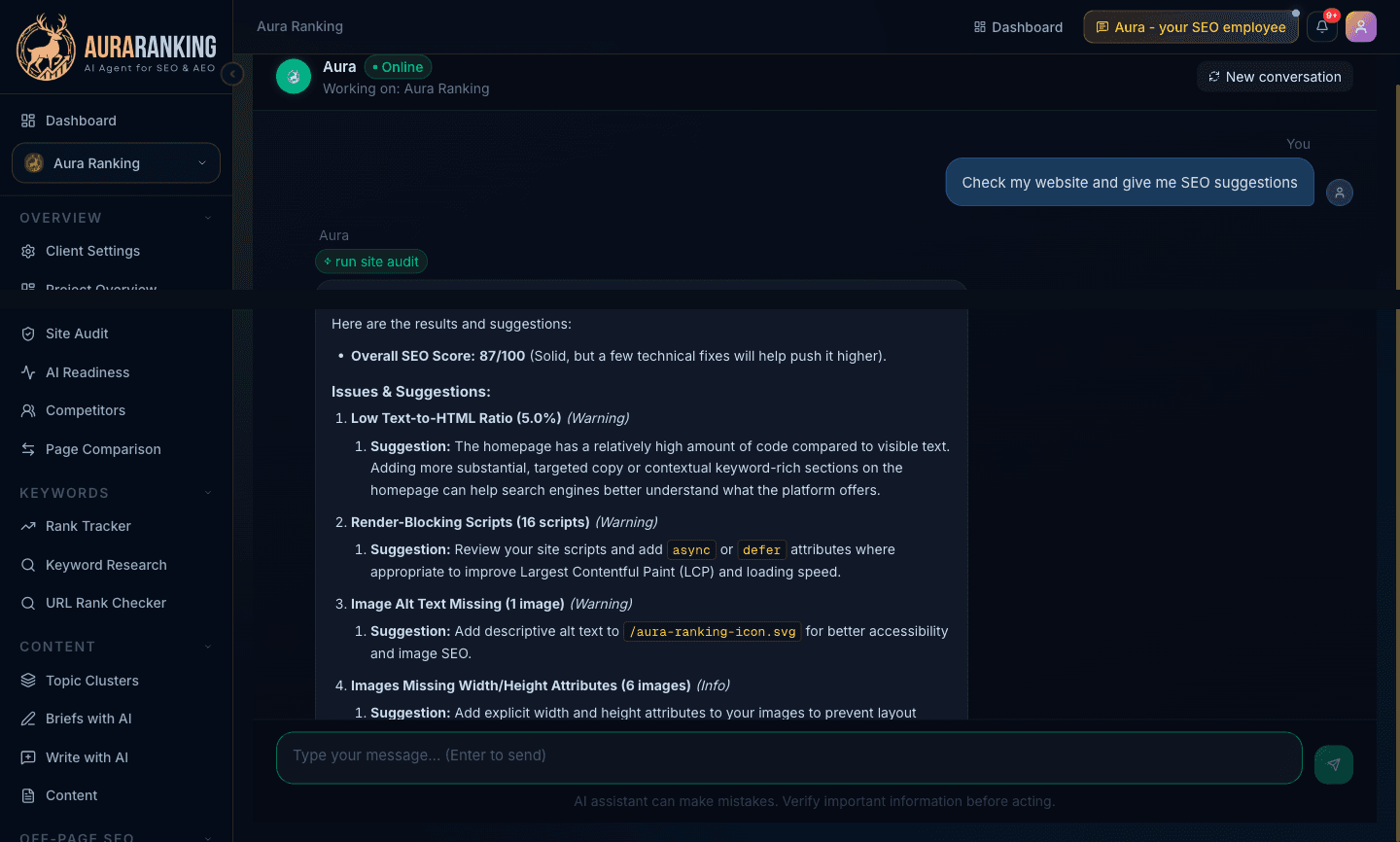 Ask Aura anything, get a real answer, not a canned response